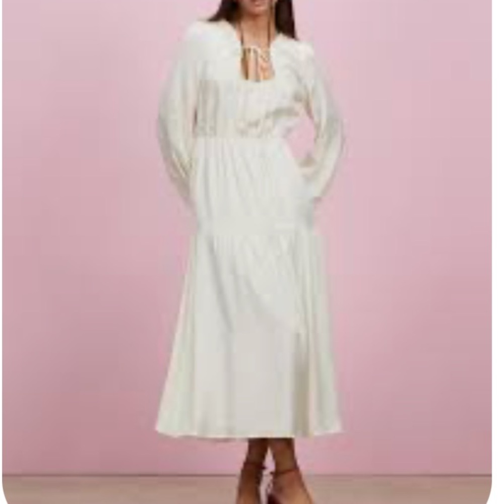 TOPSHOP Tiered Ruffles Midi Dress | Cream Ecre | 4